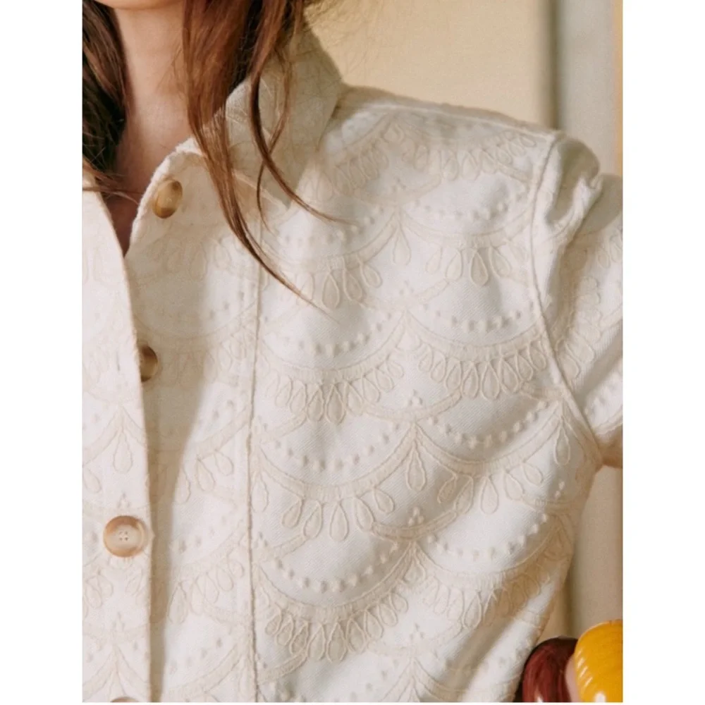 Sezane Cream Textured Jacket - Picture 13 of 16